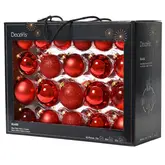 Decoris Kerstballen Glas mix Kerstrood 42 stuks - afbeelding 1