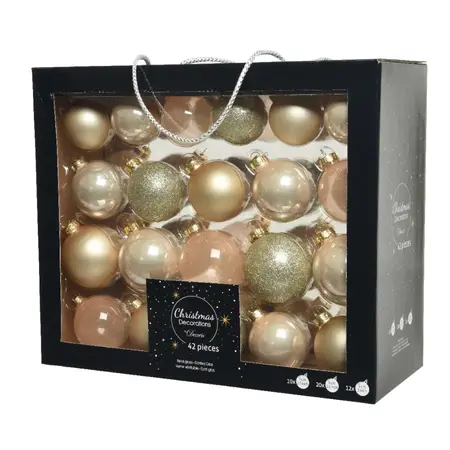 Decoris Kerstballen Glas mix Pearl 42 stuks - afbeelding 1