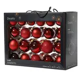Decoris Kerstballen Glas mix Rood 42 stuks - afbeelding 1