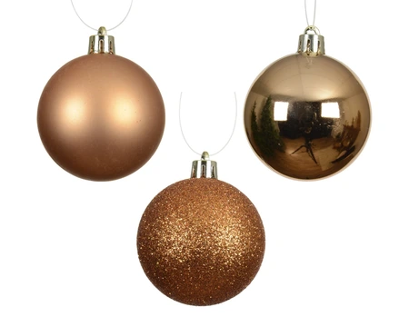 Decoris onbreekbare kerstballen brandy 6 cm - afbeelding 2