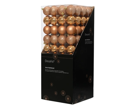 Decoris onbreekbare kerstballen brandy 6 cm - afbeelding 3