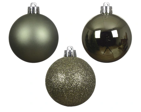 Decoris kerstballen shatterproof polystyreen rosemary green 6 cm - afbeelding 2