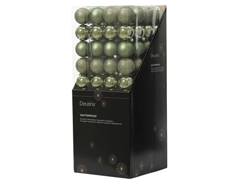Decoris kerstballen shatterproof polystyreen rosemary green 6 cm - afbeelding 3