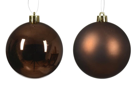 Decoris onbreekbare kerstbal polystyreen espresso 8 cm - afbeelding 2