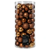 Decoris Kerstballen kunststof - Espresso 100 stuks