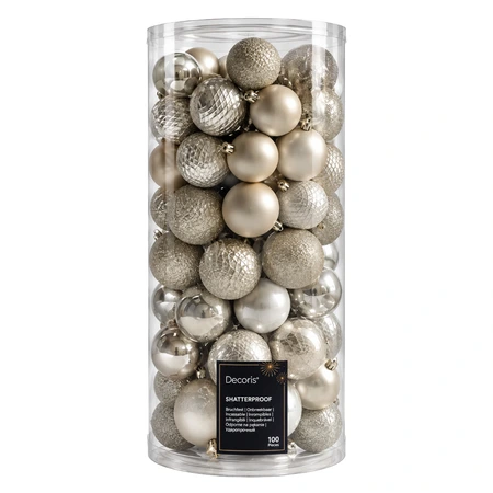 Decoris Kerstballen kunststof - Parelmoer 100 stuks
