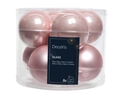 Decoris kerstballen van glas blush pink 7 cm