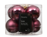 Decoris kerstballen van glas dark rose 7 cm