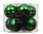 Decoris kerstballen van glas jolly green 7 cm