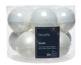 Decoris kerstballen van glas winter white 6 cm