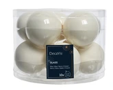 Decoris kerstballen van glas wolwit 6 cm
