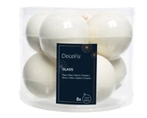 Decoris kerstballen van glas wool white 7 cm
