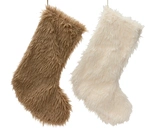 Decoris Kerstsok Faux Fur 28 x 43 cm Assorti Wit/Bruin