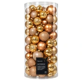 Decoris kunststof kerstballen brandy 100 stuks - D 4/6/8 cm