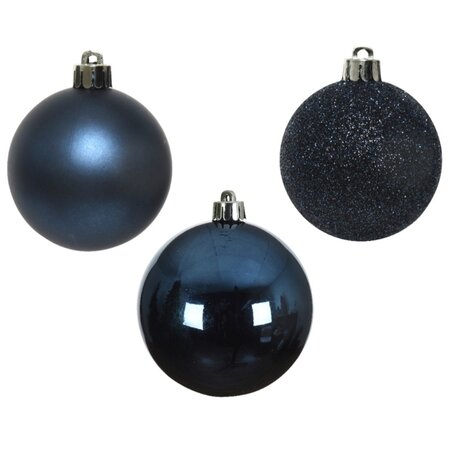 Decoris shatterproof kerstballen polystyreen nachtblauw 6 cm - afbeelding 2