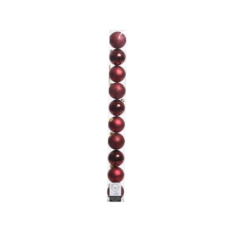 Decoris onbreekbare kerstballen oxblood 6 cm - afbeelding 1