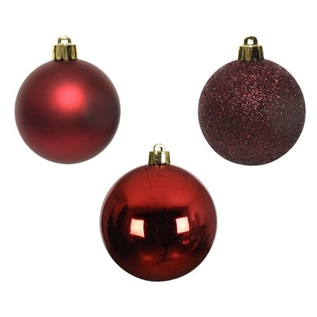 Decoris onbreekbare kerstballen oxblood 6 cm - afbeelding 2