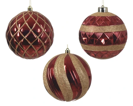 Decoris onbreekbare kerstbal christmas red 12 cm - afbeelding 1