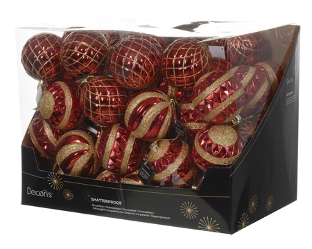Decoris onbreekbare kerstbal christmas red 12 cm - afbeelding 2
