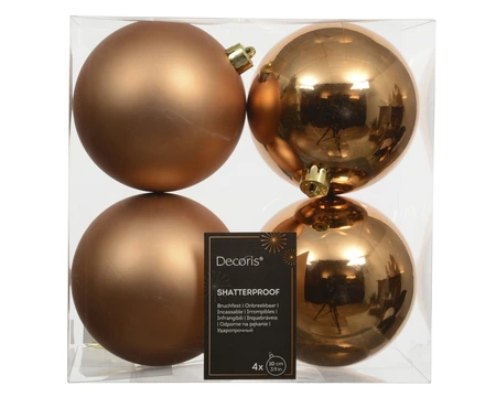 Decoris onbreekbare kerstballen brandy 10 cm - afbeelding 1
