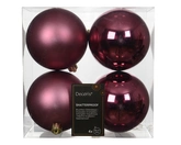Decoris onbreekbare kerstballen dark rose 10 cm