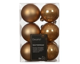 Decoris onbreekbare kerstballen karamelbruin 6 cm