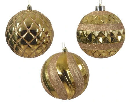 Decoris onbreekbare kerstballen light gold 12 cm - afbeelding 1