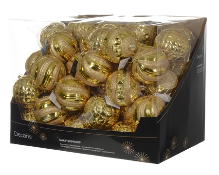 Decoris onbreekbare kerstballen light gold 12 cm - afbeelding 2