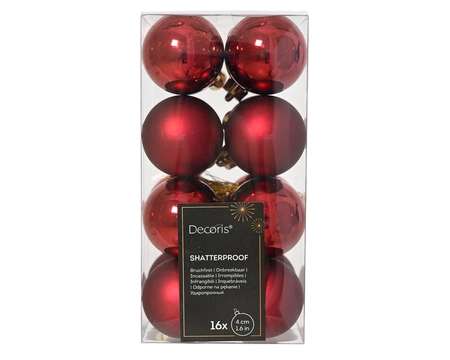 Decoris onbreekbare kerstballen oxblood 4 cm - afbeelding 1