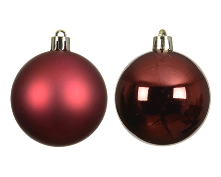 Decoris onbreekbare kerstballen oxblood 6 cm - afbeelding 2