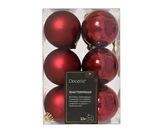 Decoris onbreekbare kerstballen oxblood 6 cm - afbeelding 1