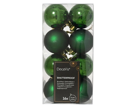Decoris onbreekbare kerstballen pine green 4 cm - afbeelding 1