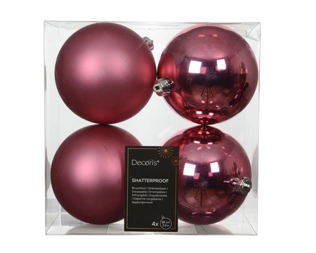 Decoris onbreekbare kerstballen pink blossom 10 cm - afbeelding 1