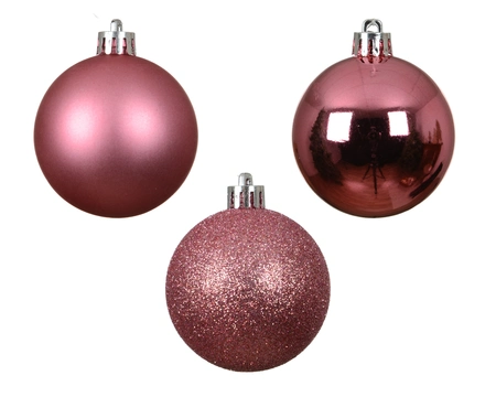 Decoris onbreekbare kerstballen pink blossom 6 cm - afbeelding 3