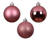 Decoris onbreekbare kerstballen pink blossom 6 cm - afbeelding 3