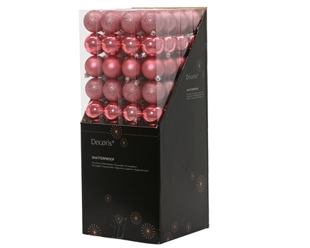 Decoris onbreekbare kerstballen pink blossom 6 cm - afbeelding 2