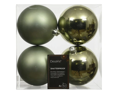Decoris onbreekbare kerstballen rosemary green 10 cm - afbeelding 1