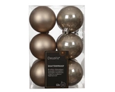 Decoris onbreekbare kerstballen smokey pearl 6 cm