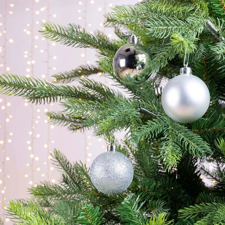 Decoris onbreekbare kerstballen zilver 6 cm   - afbeelding 2