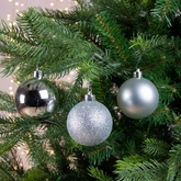 Decoris onbreekbare kerstballen zilver 6 cm   - afbeelding 3