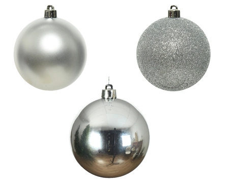 Decoris onbreekbare kerstballen zilver 6 cm   - afbeelding 5