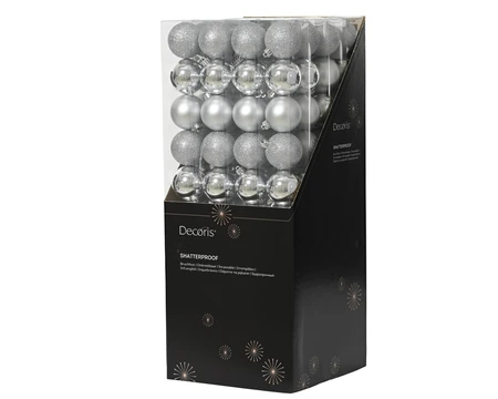 Decoris onbreekbare kerstballen zilver 6 cm   - afbeelding 6