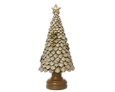 Decoris Polyresin Kerstboom 23 cm goud met glitter