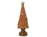 Decoris Polyresin Kerstboom Caramel Bruin 36 cm met Glitter