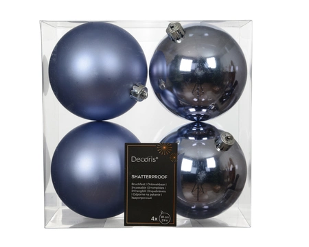 Decoris schokbestendige kerstballen blue dawn 10 cm - afbeelding 1