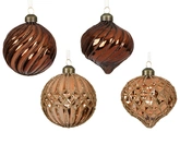 Decoris set kerstballen van glas brons mix van vormen 8 cm