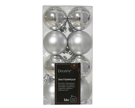 Decoris shatterproof kerstballen zilver 4 cm   - afbeelding 1