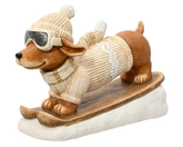 Decoris Skiënde Hond Beeld 49,5 cm Magnesium Beige