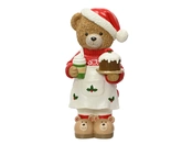 Decoris – Staande Kerst Beer Figuur 57 cm Rood Polyresin