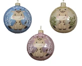 Decoris versierde kerstbal van glas giraf 10 cm - afbeelding 2